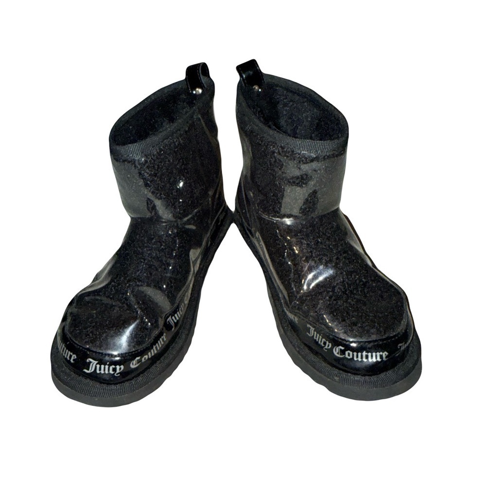 Juicy Couture Klash Bootie in Black and Clear Size 7 **Small Crack in Left Boot